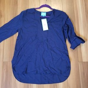 Womens Navy Flowy long sleeve or 3/4 sleeve blouse